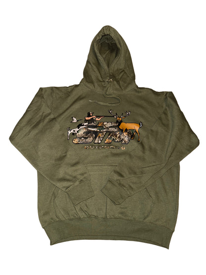 (NEW) Camouflage Branded (Military Green) Mid-Weight Soft Style Hooded Sweatshirt