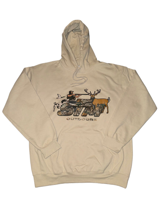 (NEW) Camouflage Branded (Sand Tan) Mid-Weight Soft Style Hooded Sweatshirt