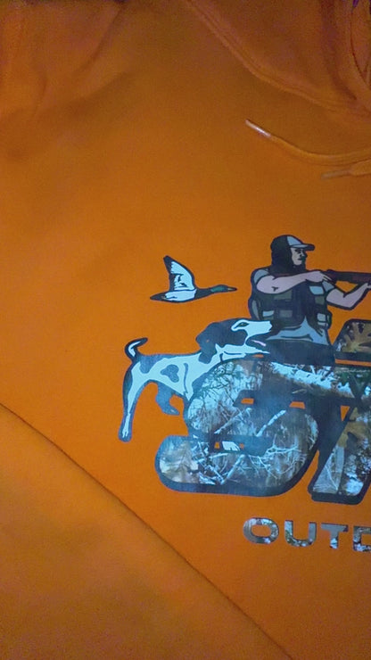 (NEW) Camouflage Branded (Orange) Heavy Blend Fleece Hooded Sweatshirt